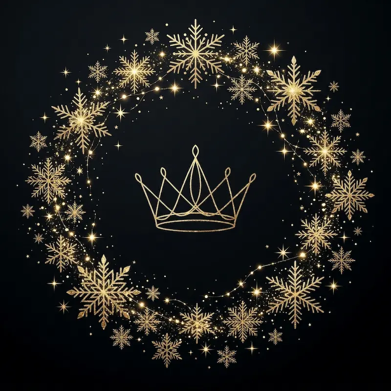 Golden crown surrounded by a wreath of snowflakes, The Nutcracker repertoire by Soul of Classical Ballet — Ukrainian Ballet of Peace & Ukrainian Ballet of Odessa